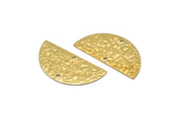 Semi Circle Charm, 24 Raw Brass Textured Half Moon Blanks With 2 Holes, Earrings, Pendants (25x12x0.60mm) D0792