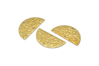 Semi Circle Charm, 24 Raw Brass Textured Half Moon Blanks With 2 Holes, Earrings, Pendants (25x12x0.60mm) D0792