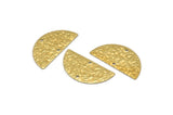 Semi Circle Charm, 24 Raw Brass Textured Half Moon Blanks With 2 Holes, Earrings, Pendants (25x12x0.60mm) D0792