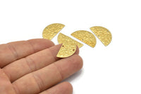 Semi Circle Charm, 24 Raw Brass Textured Half Moon Blanks With 2 Holes, Earrings, Pendants (25x12x0.60mm) D0792