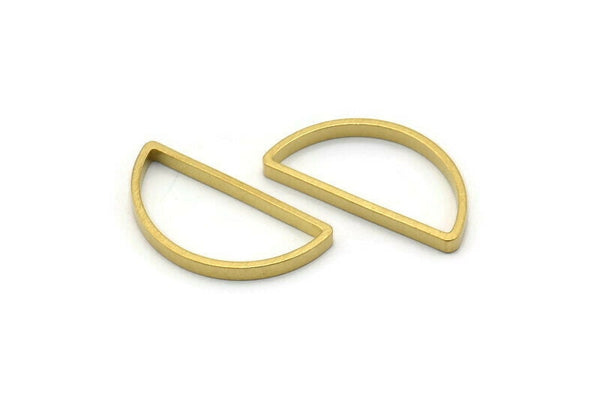 Brass Half Moon, 24 Raw Brass Semi Circle Connectors (23x12x2x0.9mm) E303