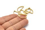 Brass Half Moon, 24 Raw Brass Semi Circle Connectors (23x12x2x0.9mm) E303
