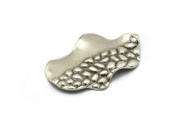 Silver Irregular Charm, 6 Antique Silver Plated Brass Irregular Charms With 1 Hole, Findings, Earrings, Pendants (30x19x0.60mm) D1047 H1139