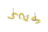 Earring Studs, 8 Raw Brass -  S Shape Earrings - Brass Earrings - Earrings (15x9x1.5mm) N1421