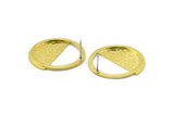 Brass Round Earring, 2 Raw Brass Semi Circle Stud Earrings (31x30mm) N0527
