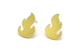Brass Fire Earring, 8 Raw Brass Fire Shaped Stud Earrings (18x13x0.80mm) A2728