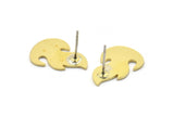 Brass Fire Earring, 8 Raw Brass Fire Shaped Stud Earrings (18x13x0.80mm) A2728