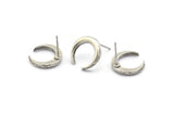 Gümüş Ay Küpe, 4 Antik Gümüş Kaplama Pirinç Hilal Ay Küpe (14x3x2mm) N1598 H1586