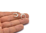 Gümüş Ay Küpe, 4 Antik Gümüş Kaplama Pirinç Hilal Ay Küpe (14x3x2mm) N1598 H1586