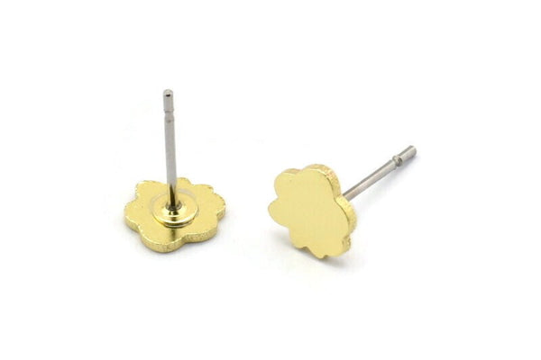 Earring Studs, 12 Raw Brass - Cloud Shaped Stud Earrings - Brass Earrings - Earrings (6x0.80mm) A2691