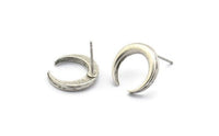 Gümüş Ay Küpe, 4 Antik Gümüş Kaplama Pirinç Hilal Ay Küpe (14x3x2mm) N1598 H1586