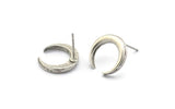 Gümüş Ay Küpe, 4 Antik Gümüş Kaplama Pirinç Hilal Ay Küpe (14x3x2mm) N1598 H1586