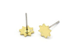 Brass Star Earring, 12 Raw Brass Star Shaped Stud Earrings (7x0.80mm) A2696