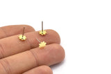 Brass Star Earring, 12 Raw Brass Star Shaped Stud Earrings (7x0.80mm) A2696