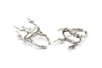 Claw Ring Settings - Antique Silver Plated Brass 4 Claw Ring Blank For Natural Stones V050 H1510