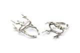 Claw Ring Settings - Antique Silver Plated Brass 4 Claw Ring Blank For Natural Stones V050 H1510