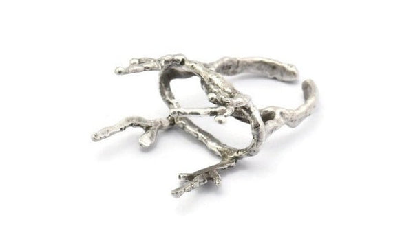 Claw Ring Settings - Antique Silver Plated Brass 4 Claw Ring Blank For Natural Stones V050 H1510