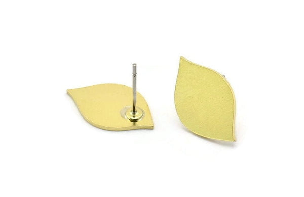 Brass Marquise Earring, 8 Raw Brass Marquise Stud Earrings (17x11x0.80mm) A2714