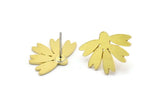 Brass Flower Earring, 8 Raw Brass Flower Shaped Stud Earrings (13x18x0.80mm) A2710