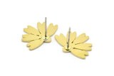 Brass Flower Earring, 8 Raw Brass Flower Shaped Stud Earrings (13x18x0.80mm) A2710