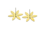 Brass Flower Earring, 8 Raw Brass Flower Shaped Stud Earrings (17x15x0.80mm) A2674