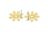Brass Flower Earring, 8 Raw Brass Flower Shaped Stud Earrings (18x17x0.80mm) A2704