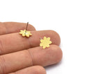 Brass Flower Earring, 12 Raw Brass Flower Shaped Stud Earrings (10x0.80mm) A2702