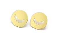 Earring Studs, 6 Raw Brass - Irregular Shaped Stud Earrings - Brass Earrings - Earrings (19x20x0.80mm) A2678