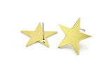 Brass Star Earring, 8 Raw Brass Star Shaped Stud Earrings (16x17x0.80mm) A2698