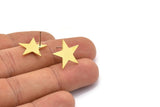 Brass Star Earring, 8 Raw Brass Star Shaped Stud Earrings (16x17x0.80mm) A2698