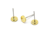 Brass Round Earring, 12 Raw Brass Tiny Round Shaped Stud Earrings (5x0.80mm) A2683