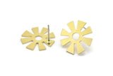 Brass Sun Earring, 8 Raw Brass Sun Shaped Stud Earrings (17x18x0.80mm) A2692