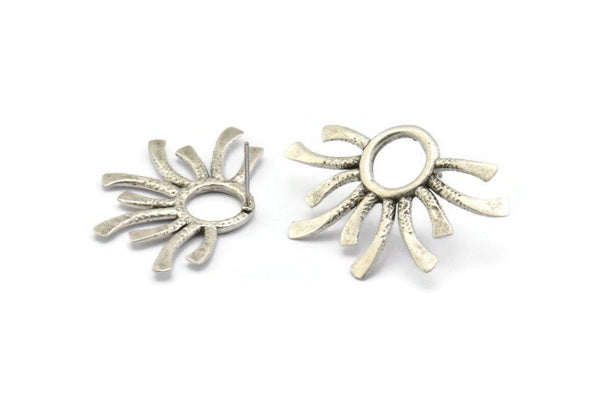 Çivi Küpe, 2 Antik Gümüş Kaplama Pirinç, Gümüş Küpeler, Gümüş Çivi Küpeler (37x24mm) N1503 H1570