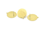 Brass Round Earring, 4 Raw Brass Round Stud Earrings With 1 Loop (24x22x0.80mm) M02661 A0060