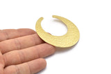 Hammered Moon Crescent Charm, 1 Raw Brass Hammered Moons with 2 Holes Pendant (55x19x4mm) N0471