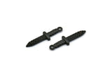 Black Knife Charm, 4 Oxidized Black Brass Knife Charms With 1 Loop (28x7x2mm) N1647 S1178