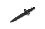 Black Sword Charm, 2 Oxidized Black Brass Sword Charms With 1 Loop, Snake Sword (49x14mm) N1694 S1203