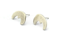 Silver Irregular Earring, 4 Antique Silver Plated Brass Irregular Stud Earrings (16x11x1mm) N1599 H1583