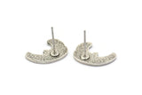 Gümüş Düzensiz Küpe, 4 Antik Gümüş Kaplamalı Pirinç Düzensiz Küpe (16x11x1mm) N1599 H1583