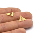 Earring Studs, 10 Raw Brass - Ethnic Motif Shaped Stud Earrings - Brass Earrings - Earrings (12x11x0.80mm) A2738