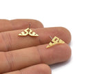 Earring Studs, 10 Raw Brass - Ethnic Motif Shaped Stud Earrings - Brass Earrings - Earrings (8x17x0.80mm) A2733