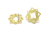 Earring Studs, 8 Raw Brass - Ethnic Motif Shaped Stud Earrings - Brass Earrings - Earrings (19x18x0.80mm) A2737
