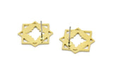 Earring Studs, 8 Raw Brass - Ethnic Motif Shaped Stud Earrings - Brass Earrings - Earrings (19x18x0.80mm) A2737