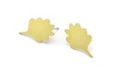 Brass Leaf Earring, 8 Raw Brass Leaf Shaped Stud Earrings, Findings (21x12x0.80mm) A2741