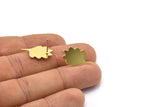 Brass Leaf Earring, 8 Raw Brass Leaf Shaped Stud Earrings, Findings (21x12x0.80mm) A2741