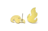 Brass Fire Earring, 8 Raw Brass Fire Shaped Stud Earrings (18x13x0.80mm) A2728