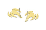 Brass Fire Earring, 8 Raw Brass Fire Shaped Stud Earrings (17x14x0.80mm) A2720