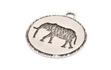 Silver Elephant Charm, 2 Antique Silver Plated Brass Elephant Textured Round Tags Charms With 1 Loop, Blanks (33x29x1.5mm) E228