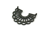 Black Charm, 2 Oxidized Black Brass,  Semi Circle Charm, Black Pendants With 2 Loops (30x24.5x1.1mm) E242 S1129