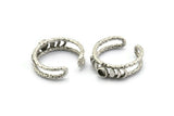 Silver Ring Settings, 2 Antique Silver Plated Brass Moon Phases Ring With 1 Stone Setting - Pad Size 4mm V134 H1481